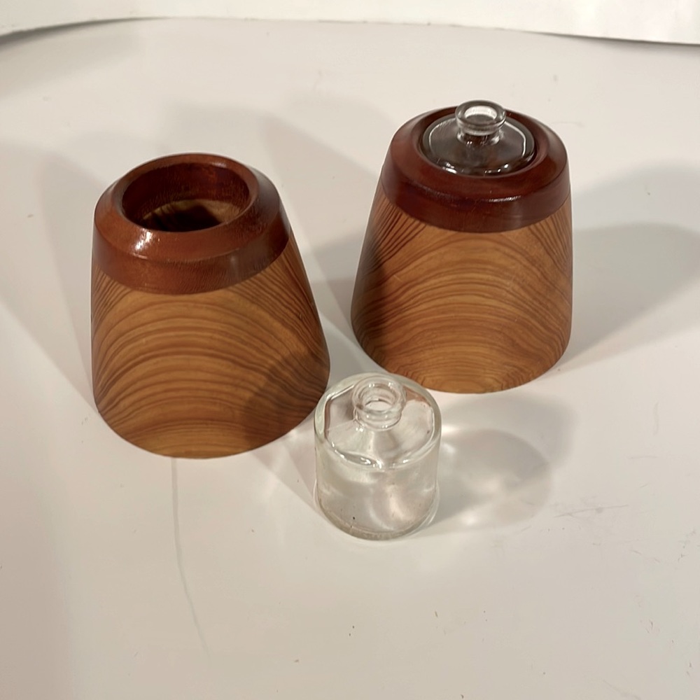 Set of 2 handmade inkwells cypress and cherry